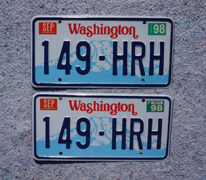 1998 Washington State License Plate Plates PAIR / SET