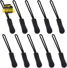 Zipper Pulls- Bskifnn 10Pcs Black Nylon Cord Zipper Pulls Fits/Zipper Fixer with