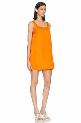 Frame Womens XS Orange Micro Flare Sleeveless  Mini Shift DRESS Modern Chic