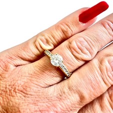 Cubic Zirconia 9ct Gold Ring - Vintage Raised Solitaire - Size U 1/2