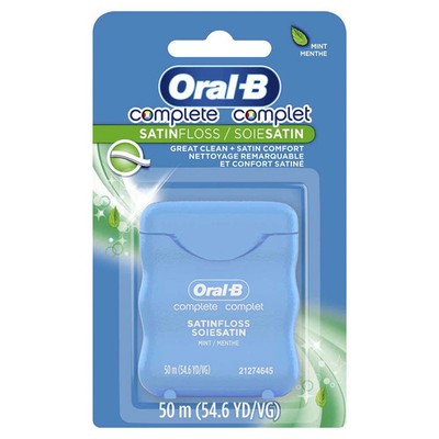 Oral B Complete Satin Floss Plaque & Particle Remover Clean Mint Fresh 55 Yd 6PK