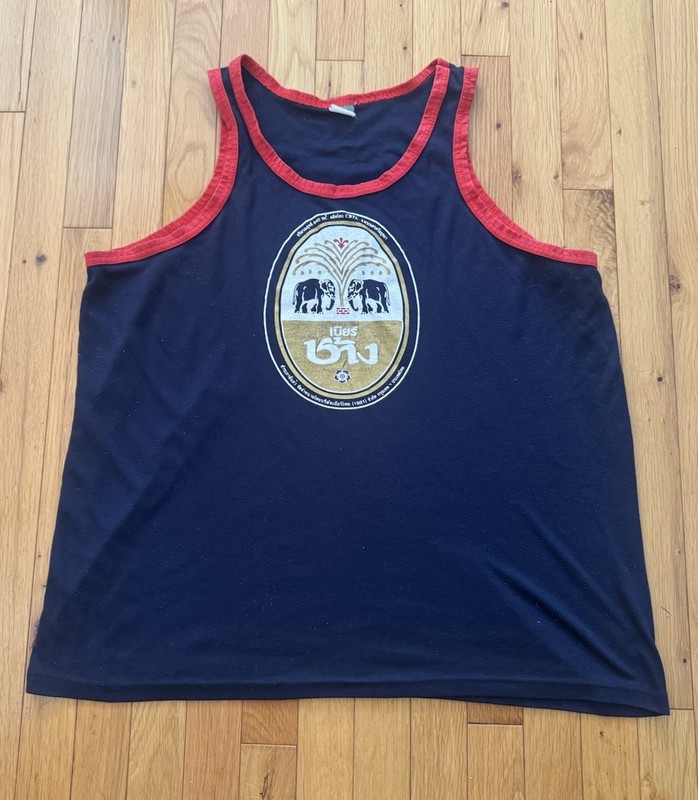 Vintage Chang Beer Tank Top Mens XL Thailand Blue 90’s