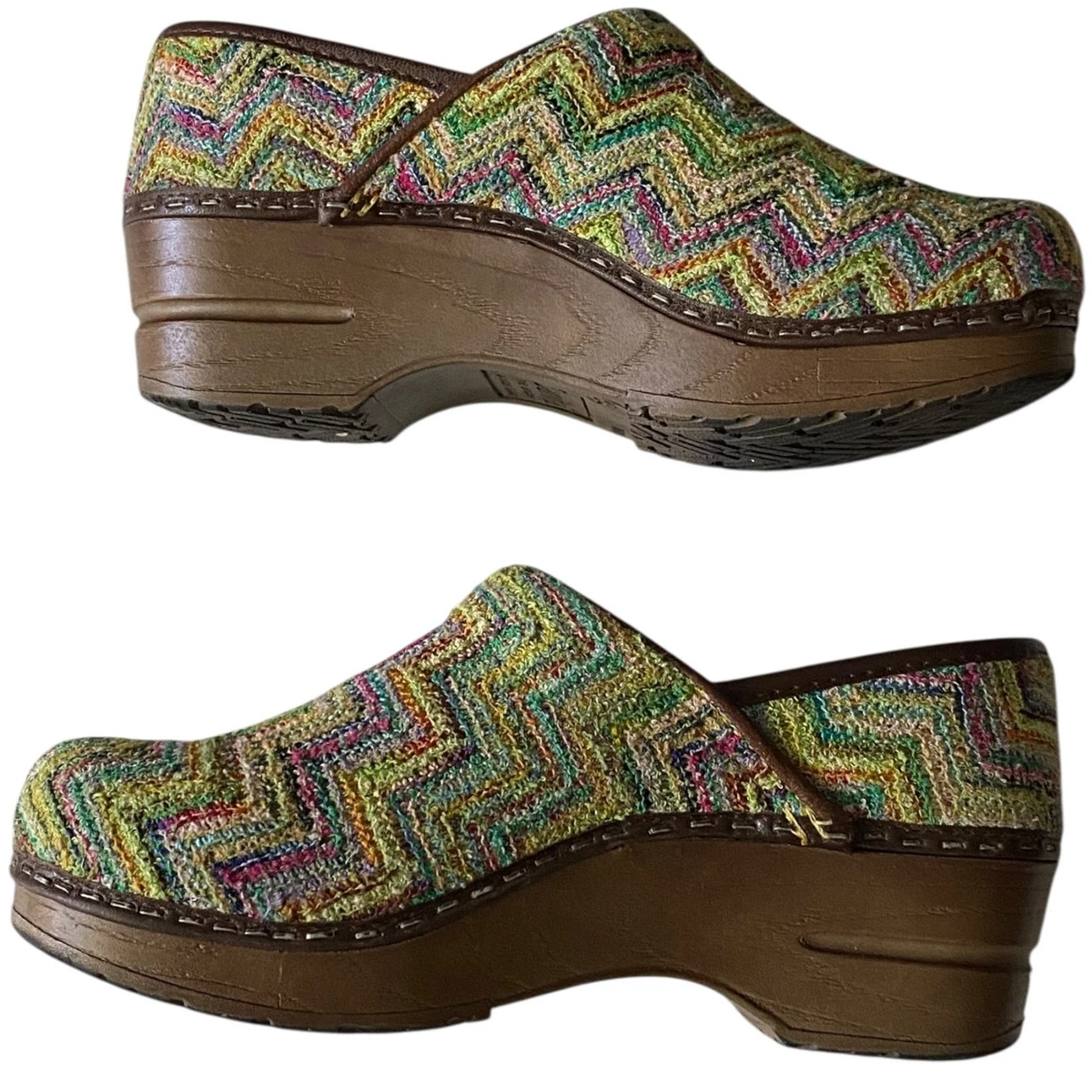 Sanita Professional Clogs Womens EU 35 US 5 Multicolor Chevron Zig Zag Tapestry
