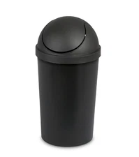 Black 3 Gallon Plastic Trash Can Round Bathroom Wastebaskets Swing Top