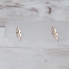 Stud Earrings - Gold Tone Feather - Dainty