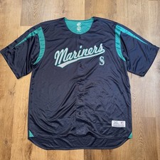 Seattle Mariners Jersey Dynasty Sewn Button Vtg MLB Navy Mens 2XL XXL