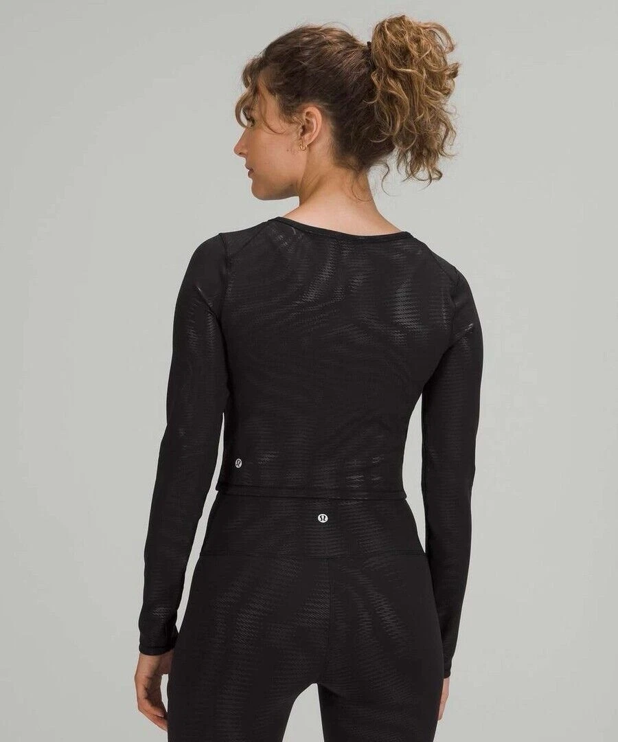 lululemon wunder train cropped long sleeve shapeshifter foil shirt