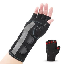 Carpal Tunnel Wrist Brace with Copper Arthritis Glove, Adjustable Metal Splin...