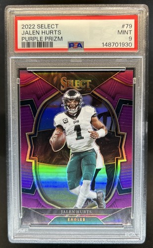 2022 Panini Select Jalen Hurts Purple Prizm Concourse #/75 Eagles PSA 9