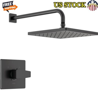 #ad #ad Modern Square Rainfall Shower Trim Kit Matte Black Easy Clean Pressure Balanced $265.08