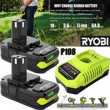 2PACK 2.0Ah For RYOBI 18V Battery /Charger One Plus High Capacity P109 Lithium