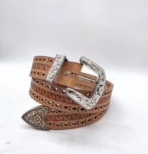 Vintage Nadim Tooled Leather Belt Women's Sz 36 Western Cowgirl Boho