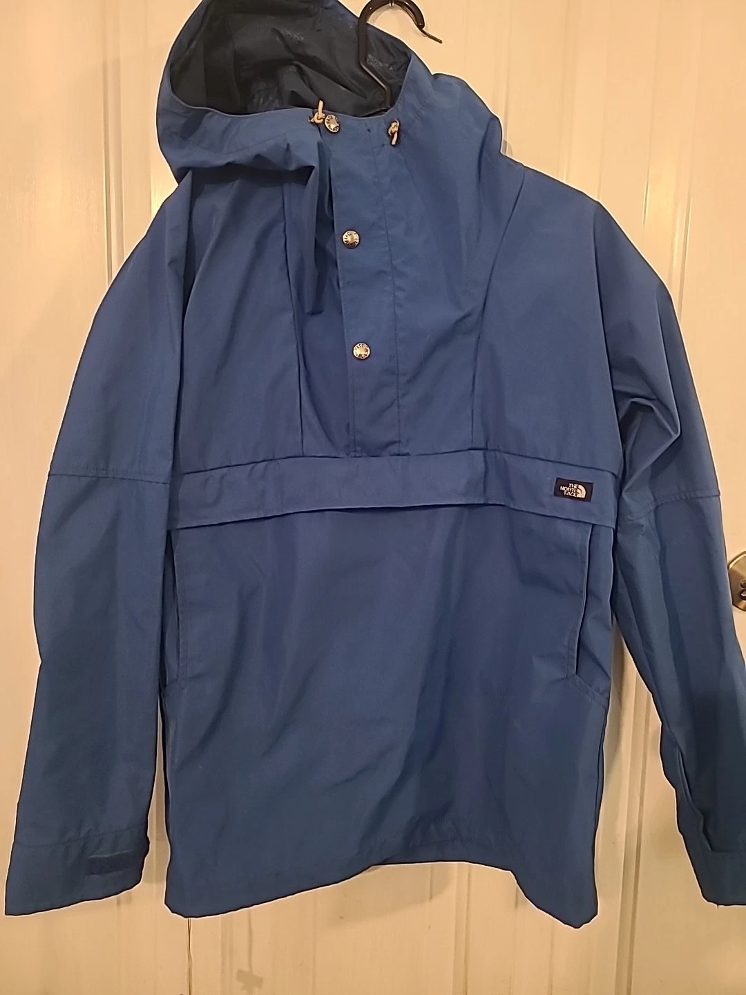 Vtg North Face Windbreaker Jacket Gortex 1/4 Zip Hooded Blue Mens Sz S