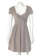 *SALE!* Nanette Lepore Taupe Striped Taffeta / Crystal Party/Cocktail Dress sz 6