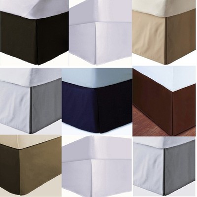 3 Sided Split Corner Tailored Bed Skirt, 640 TC Solid Cotton Drop 18'' 19'' 20''