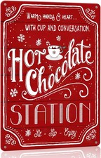 Red Hot Cocoa Bar Sign - Metal Signs, 8 X 12 Inch, Christmas Home Christmas01