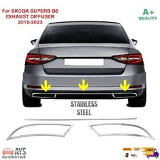 For Skoda Superb B8 3V Chrome Exhaust Frame Diffuser  3 Pcs. 2015-2023 S. Steel