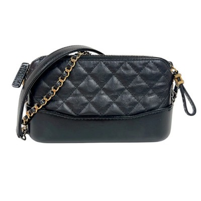 Chanel Gabrielle Chain Clutch A94505 Black Aged Calf Shoulder Bag