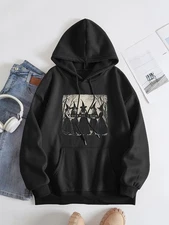[Women's Dog Paw Print Hooded Sweatshirt - Cozy Fall Winter Pullover w/Paw & B
