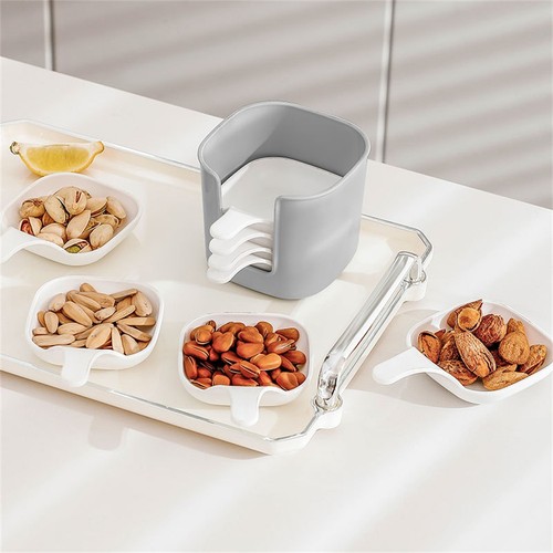 White Dishes with Handles and Storage Rack Perfect for Dipping Set of 6 - Picture 18 of 23