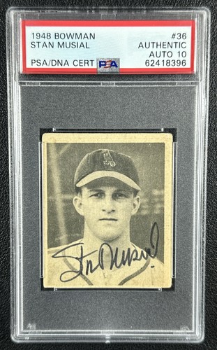 STAN MUSIAL PSA AUTHENTIC 10 AUTOGRAPH 1948 BOWMAN #36 ROOKIE AUTO RC CARDINALS