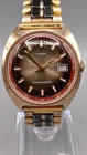 Vintage 1970s Timex Great Britain Manual Wind Brown Fume Dial Watch Date Running