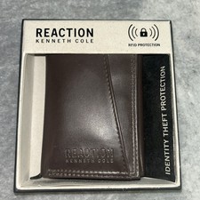 Kenneth Cole REACTION Men's RFID Protection Leather Trifold Wallet Brown 