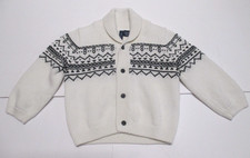 BOYS JANIE AND JACK BLUE WHITE FAIR ISLE CARDIGAN SWEATER SIZE 12-18 MONTHS
