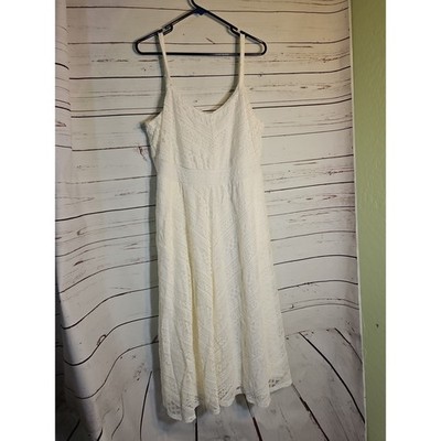 Torrrid White Lace Midi Dress Spaghetti Straps Smocked Bodice Boho Size 1
