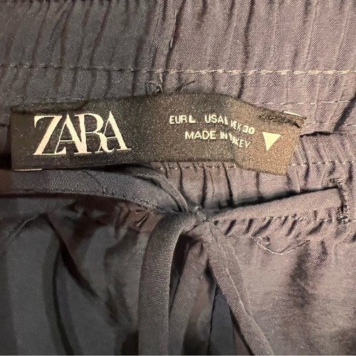 Zara Jogginghose gerades Bein elastischer Kordelzug in der Taille dunkelblau Damen Größe Large - Bild 5 von 8