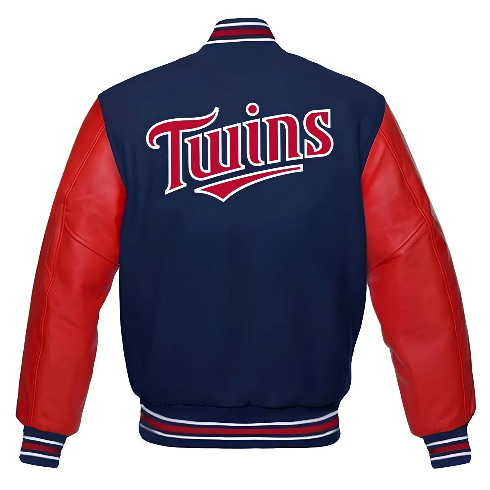 Minnesota Navy Blue Body Red Jacket  (Not Satin, Not Wool, Not Leather)