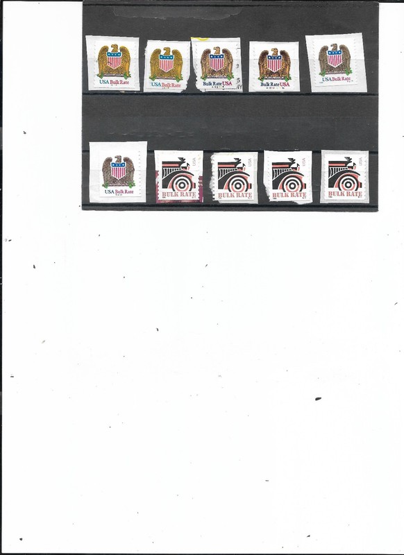 1991/1995 Bulk Rate Stamps, 10c Eagle & Shield (SC# 2602/04), 10c Car (SC# 2905)