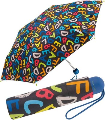 Ergobrella Regenschirm KinderTaschenschirm Schulmappe reflex Buchstaben Alphabet