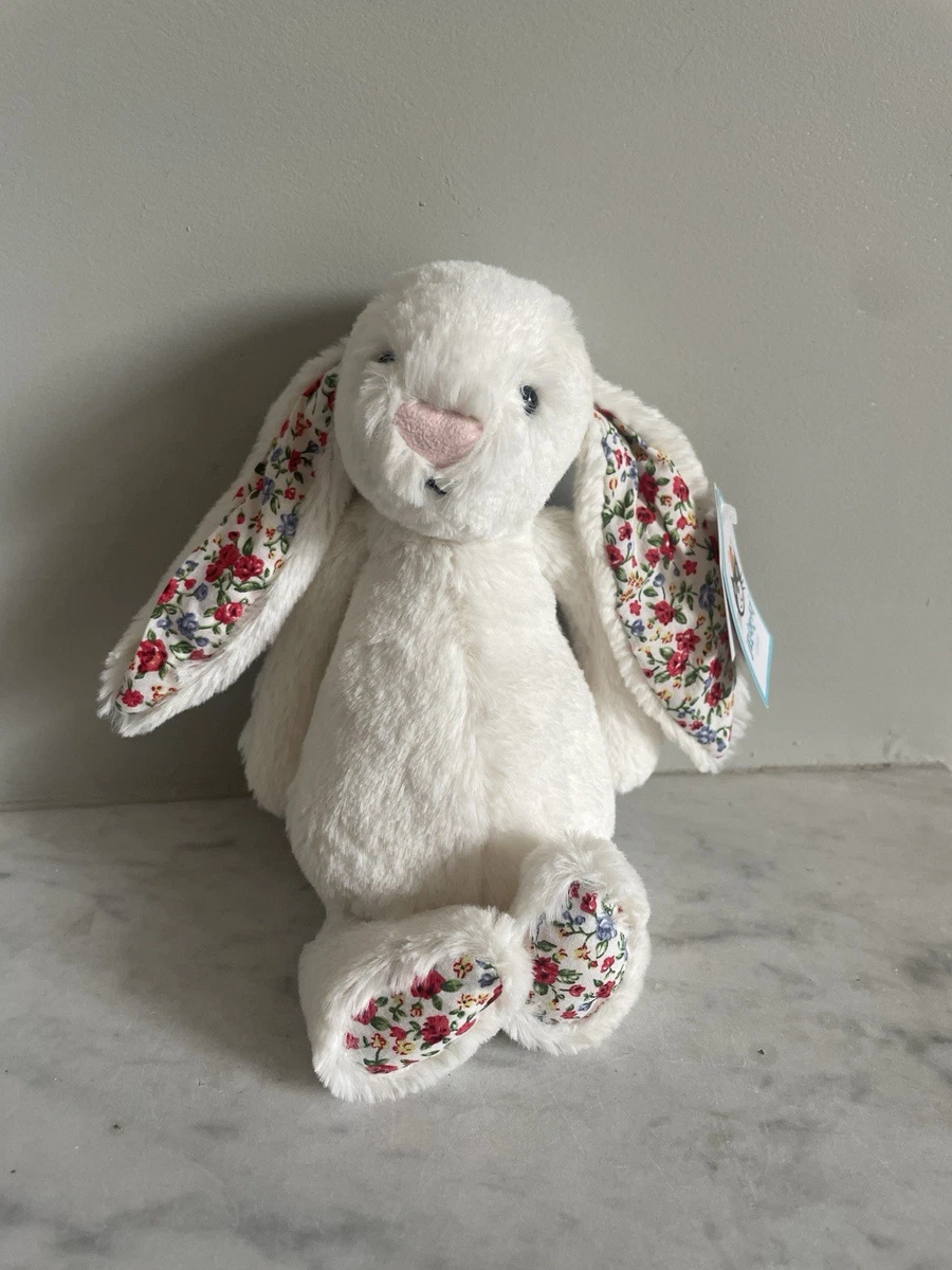 Jellycat Small Cream White Blossom Floral Ears Bunny Rabbit Brand