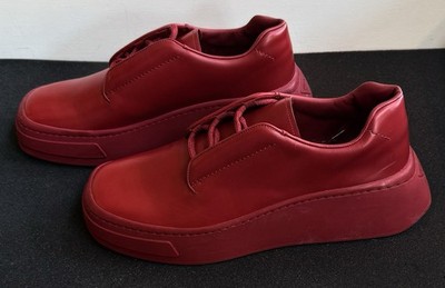 PRADA Chunky Thick Sole Derby Sneakers Shoes 2EG312 RED Leather-Mens 9-US 10