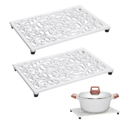 Sumnacon Cast Iron Trivet,2 Pack Metal Trivets with Rubber Feets,Iron Trivet ...