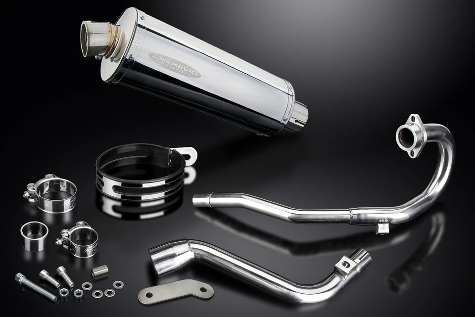 Silenciador de escape completo de 14" de acero inoxidable ovalado Honda CRF250L 2012-2016 Delkevic Foto 3 de 4