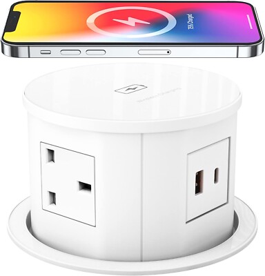 Automatische Pop Up Steckdose mit 15W Wireless Charger, Pop Up Stecker Verlängerung So