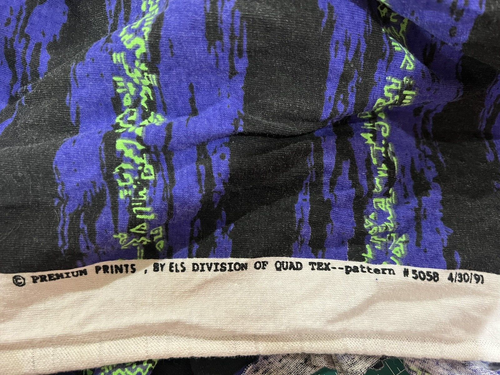 Vintage Knit Fabric Purple Black Green 96 x 60 premium prints 5058