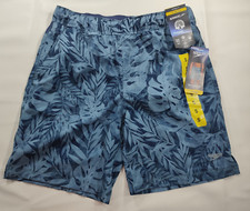 NEW Men's Speedo Techvolley Stretch Lined UPF50 Swim Trunks Blue Leaf Small