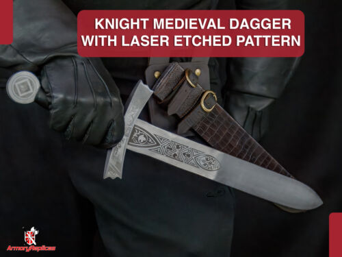 Collectible Medieval Dagger with Decorative Carbon Steel Blade w/ Scabbard - Picture 7 of 11