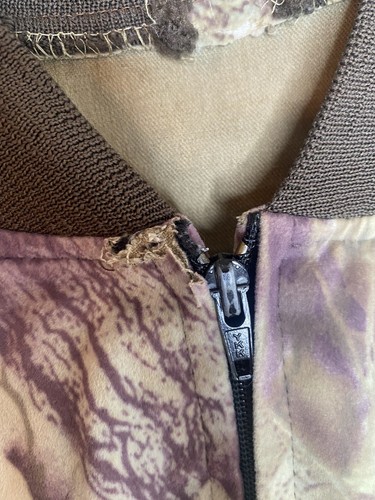 Vintage Mossy Oak Camo Velour Bomber Jacket Vtg Hunting Outdoor USA Large - Picture 6 of 14
