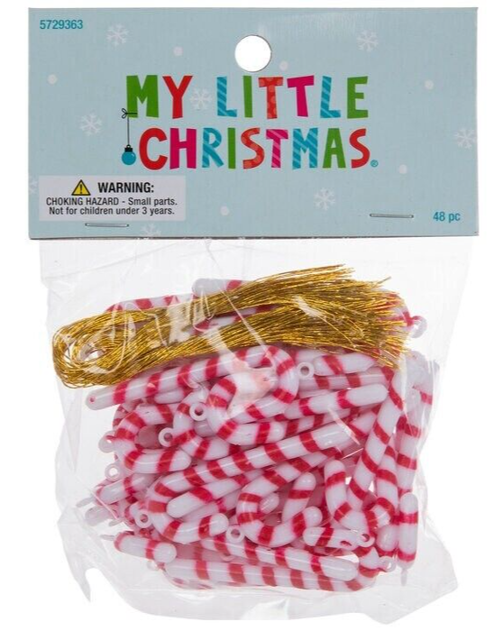 My Little Christmas Mini Candy Cane Ornaments 48 pieces 2 1/16