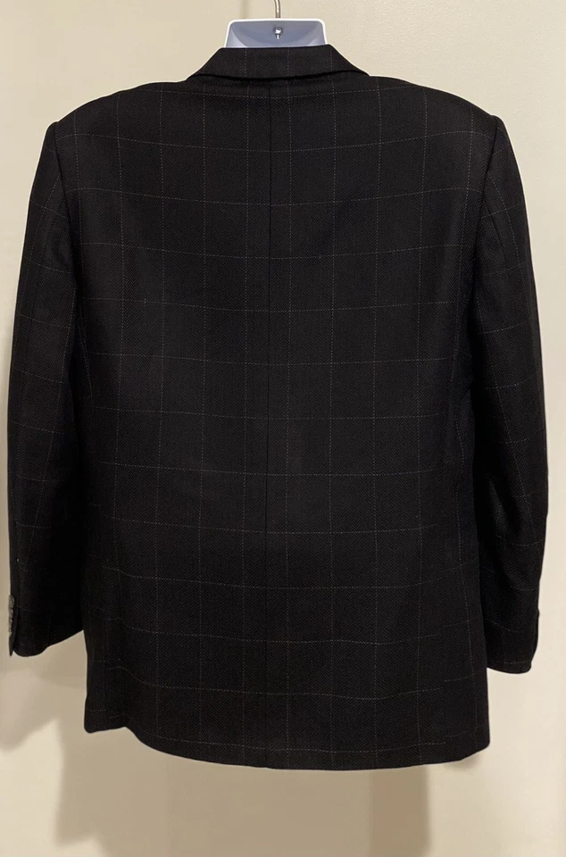 Abrigo Traje Blazer Bachrach 40R Lanificio di Pray Negro 100% Seda Vintage Italia Foto 3 de 4