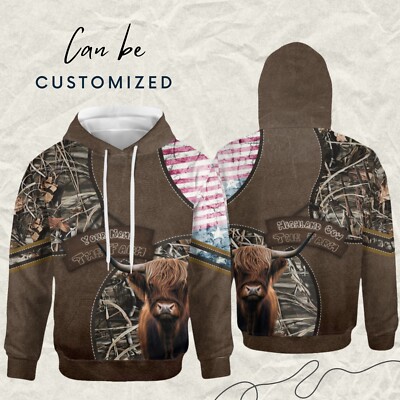 Personalized Name Highland Cow Farm 3D Hoodie, Custom Cow Hoodie Unisex