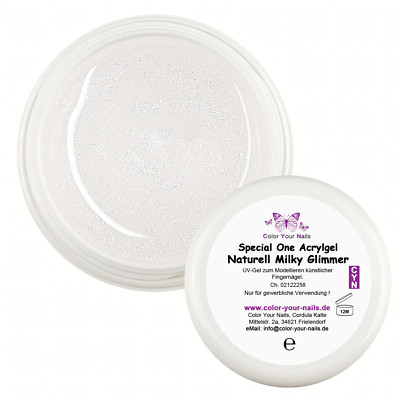 Special One Acrylgel Naturell Milky Glimmer, Acryl & UV-Gel in 1.  Milchig weiß