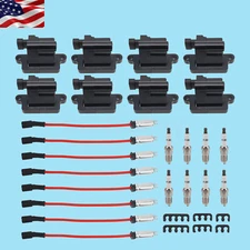 8 Pack For Chevy GMC 4.8L 5.3L 6.0L 8.1L Square Ignition Coil & Spark Plug Wire