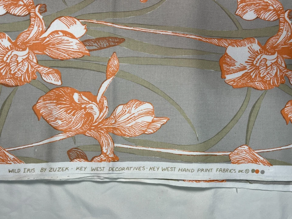 Telas decorativas impresas a mano vintage WILD IRIS de Zuzek Key West - 3,75 yardas cuadradas Foto 2 de 4