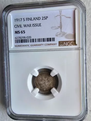 Finland 25 Pennia Civil War Issue 1917S NGC MS 65