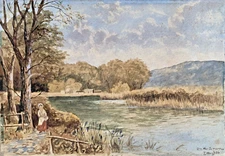 English 1860s Painting of River Arun Sussex Landscape Signed and titled Antique